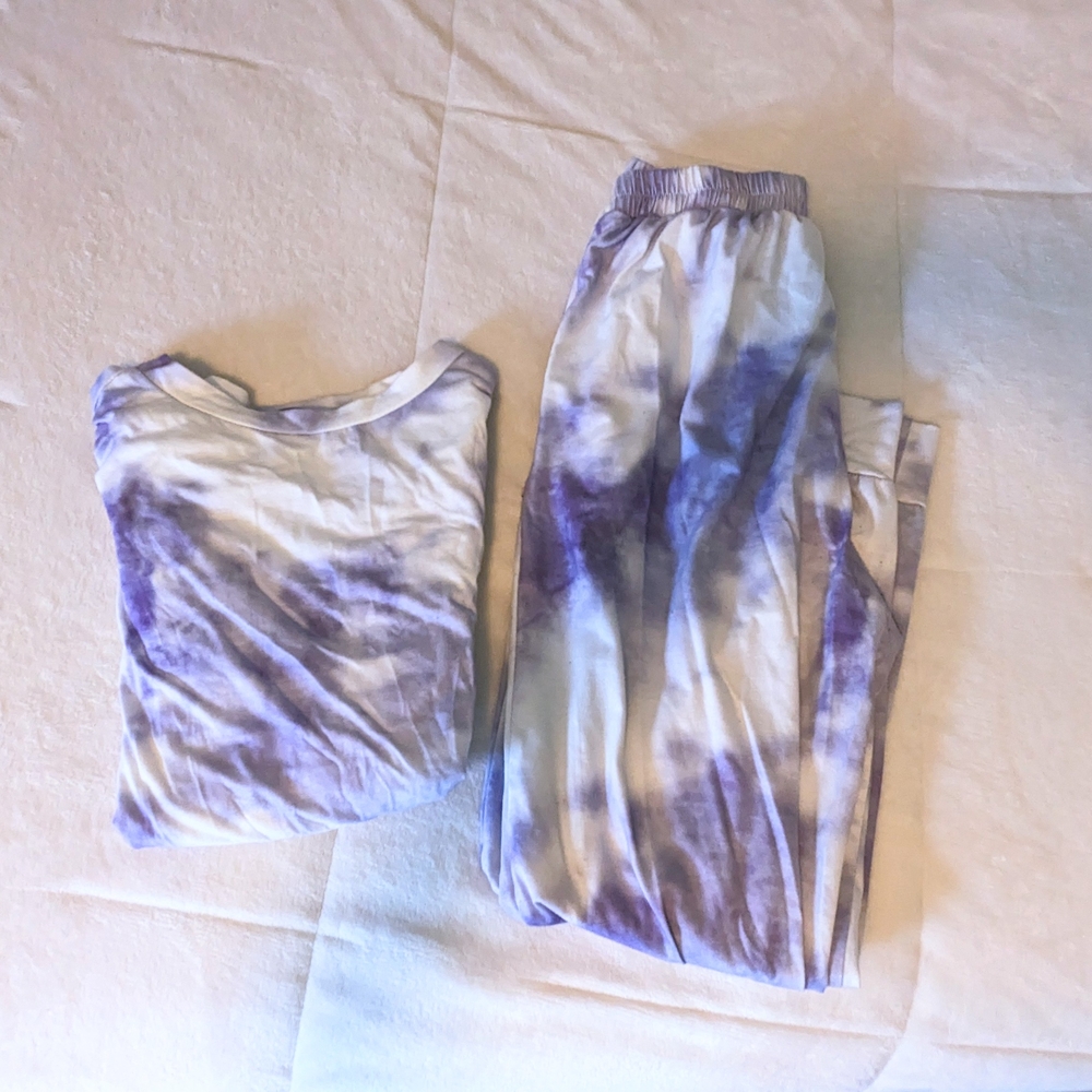 Purple and White Tie-Dye Pajama Set - Picture 1 of 6